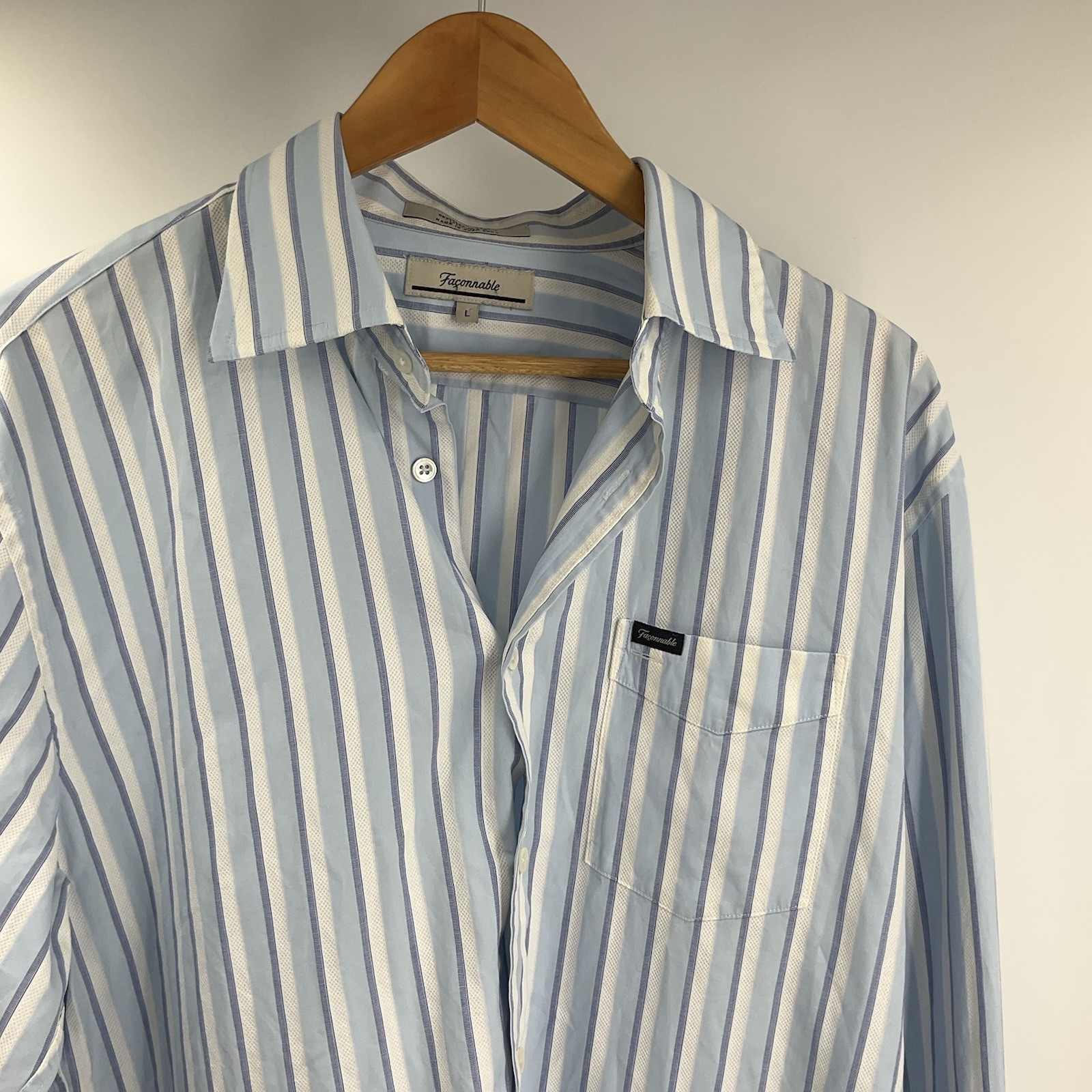 Faconnable Blue Stripes Button Down Long Sleeve S… - image 7