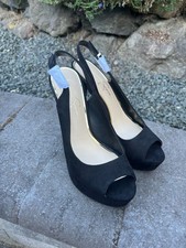 Jessica Simpson Bisano Black Suede Platform Slingback Heels Size 9M