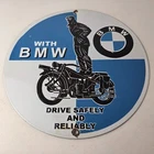 Vintage BMW Sign - Porcelain Metal Motorcycle Gas Pump Service Auto Sign