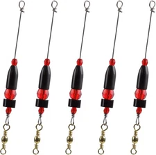 Fishing Carolina Ready Rigs with Brass Worm Weights and 5pcs-1/4oz, Black 