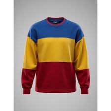 Vintage 80 s Style LizWear Color-Block Sweatshirt 100 Cotton Medium