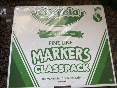 200 Crayola Fine Line Markers, Assorted Classic Classpack, Box 200 New Sealed