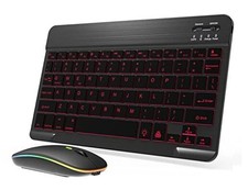 Backlit Bluetooth Keyboard and Mouse Combo for iPad Air Pro Mini Tablet Black