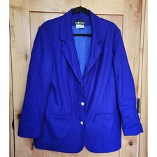 Vintage Sag Harbor Sz 14 Royal Blue 100 Wool Blazer Tailored Career Jacket