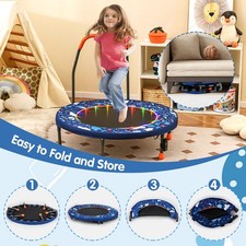 Kids 90cm Mini Trampoline Indoor Patio Folding Small Rebounder-Navy