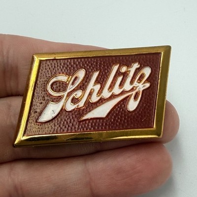Vintage Schlitz Beer Script Logo Lapel Pin Wisconsin Brewery Advertising