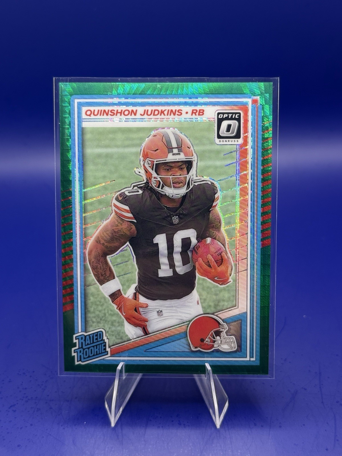 2025 Panini Donruss Optic Rated Rookie Quinshon Judkins Green Hyper #252 (RC)