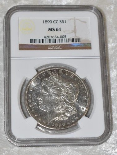 1890 CC MORGAN 90% SILVER ONE $1 DOLLAR NGC MS 61 MS61 CARSON CITY MINT US COIN