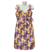 Alex Marie Women's Sleeveless Multicolor Sheath Bow Waist Cocktail Dress SZ 6