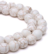White Howlite Turquoise Smooth Round Beads 4mm 6mm 8mm 10mm 12mm 15.5" Strand