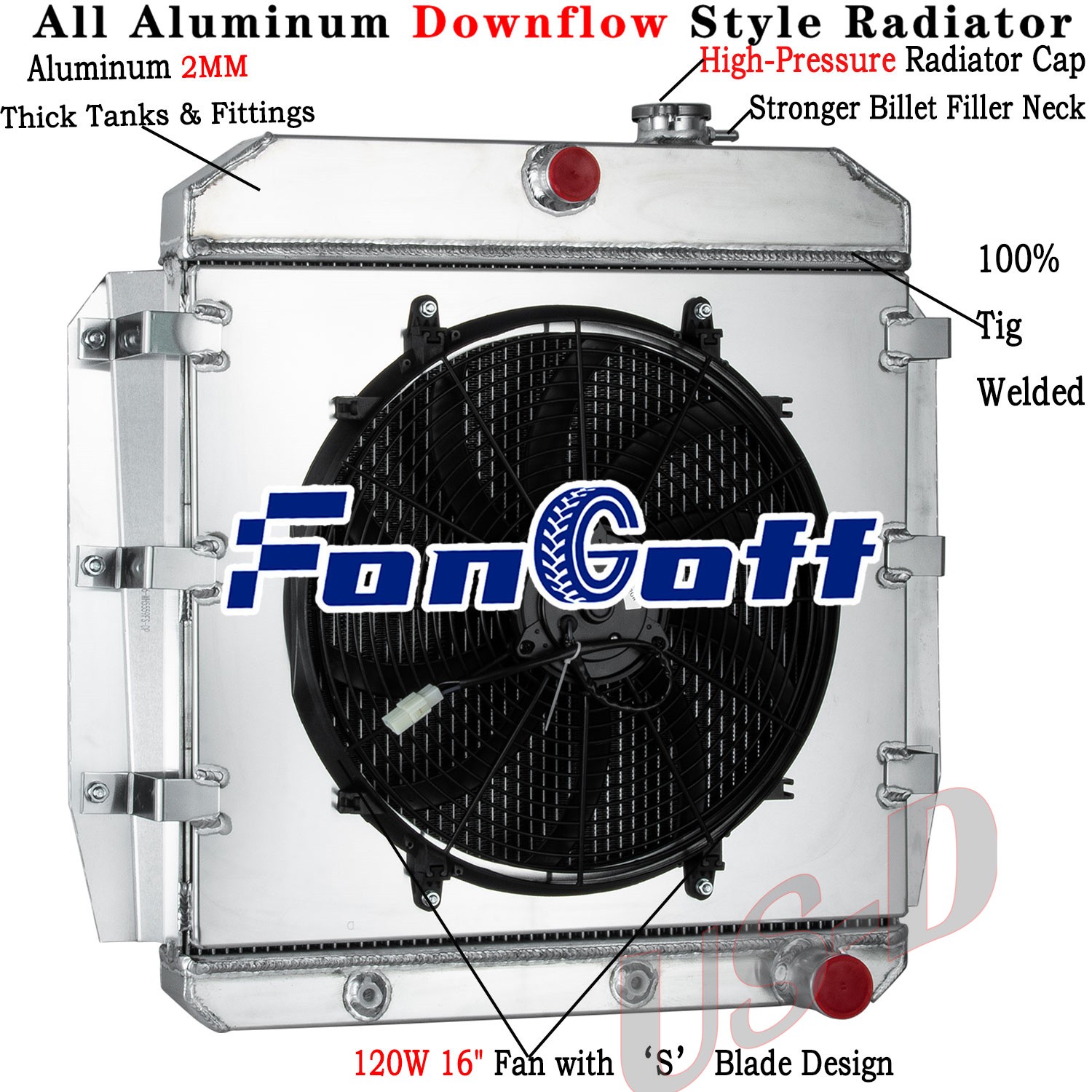 4 Row Radiator Shroud Fan for 1955-1959 Chevy Truck 3100 3200 3700 3800 CC5559