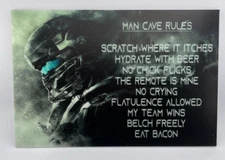 MAN CAVE  RULES  /Acrylic Sign  8" x 12"