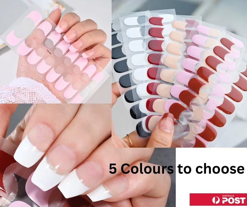 16pcs French Semi Cured Gel Nail Sticker Full Wrap Self Adhesive Nail Art - image 2 of 4