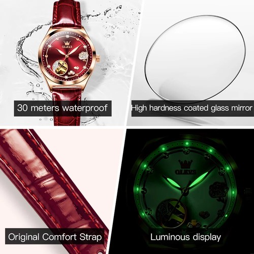 OLEVS Waterproof Luminous Diamonds Dials Automatic Mechanical Watch Women's - Bild 4 von 20