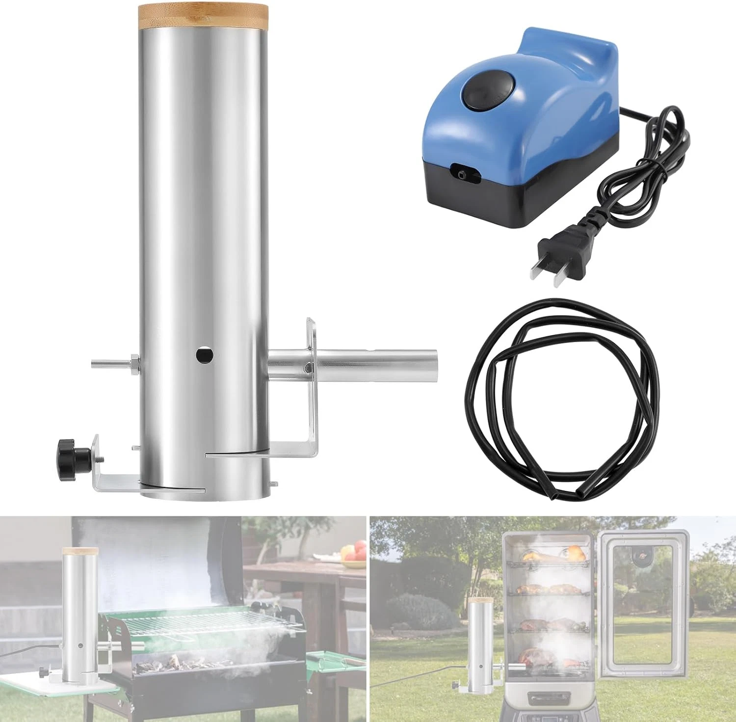 Portable Electric Cold Smoke Generator with Lid & Air Pump for BBQ