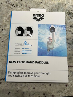 Arena New Elite Hand Paddles Multiple Sizes Black and White