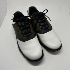 FootJoy Men's Golf Shoes GreenJoys Size 9.5 M White Brown & Black Used