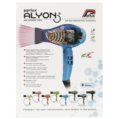 Parlux Alyon Blue Air Ionizer Tech Hair Dryer SALON + Free Brush - SALON BARBER - Picture 4 of 4