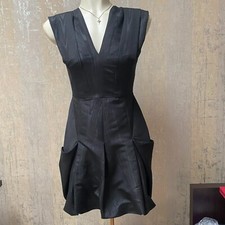 BCBG MAX Azria black Pocket Sleeveless Taffeta Dress 04
