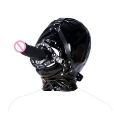 BDSM Head Hood Harness Mask Headgear Silicone Open Mouth Gag Plug Bondage Slave