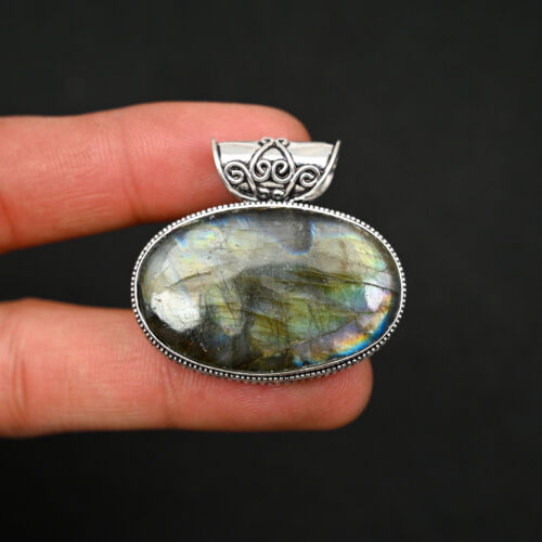 Labradorite Gemstone 925 Sterling Silver Jewelry Gift Pendant M728 - 第 1/8 張圖片