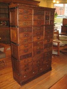 Antique Mission Oak Globe Stacking Paper Card File Cabinet 41