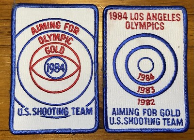 2Pc DIFFERENT VINTAGE PATCHES USA SHOOTING TEAM 1984 OLYMPICS LA 80s Target