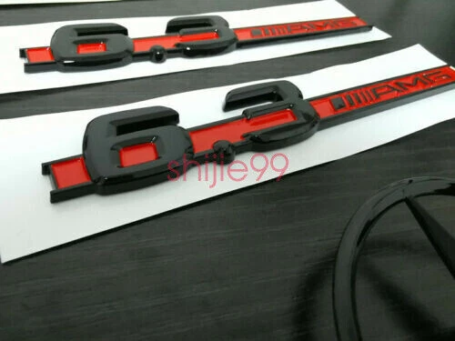 Insignia emblema AMG C63 negro brillante y lado estrella trasera 6.3 AMG para W204 507 Foto 2 de 4