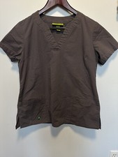 Crocs Medical Apparel Scrub Top Women  s S Grey Short Sleeve Pockets V Neck