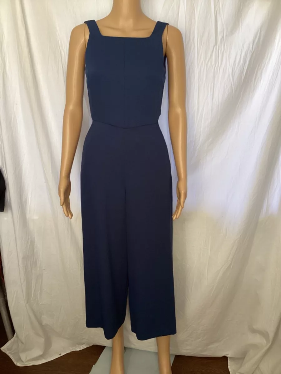 Aritzia Wilfred Ecoulement Jumpsuit Romper Sz 0 Navy Blue Tie Back  Sleeveless