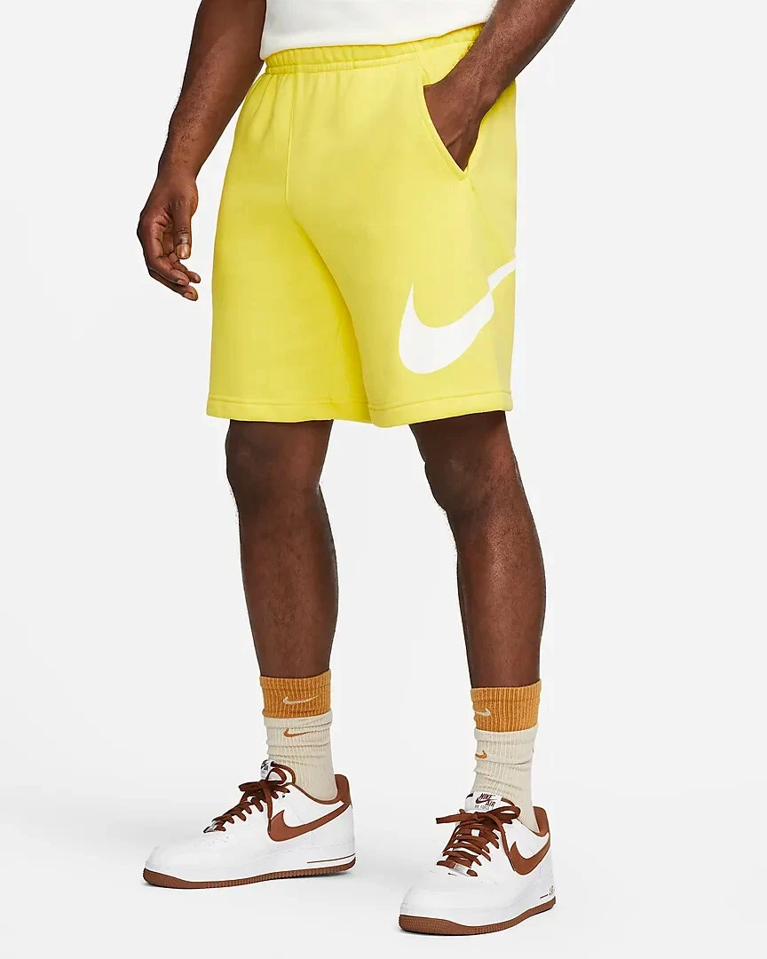Nike Sportswear Club Men s Graphic Fleece Sweat Shorts XL Yellow