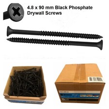 4.8 x 90mm Fine Thread Black Phosphate Drywall Plaster Board Wood Screws