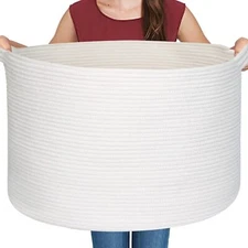 White Rope Storage Baskets 22" X 22" X 14" Extra Large Blanket Basket Living Roo