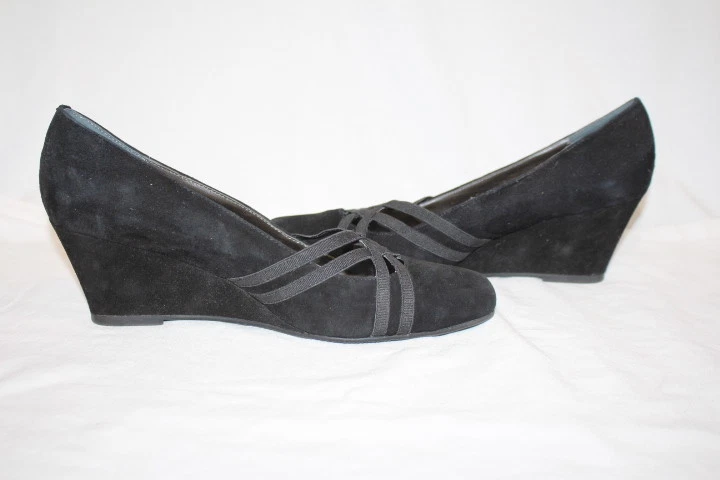 MARKON Black Leather "Strappy" QUARRY Wedge Heels Womens Size 9.5M-B99 - Image 4 of 4