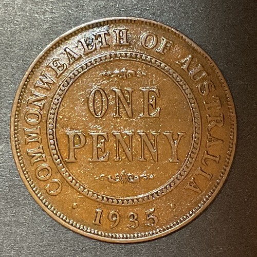 1935 Australien große One Penny Bronze Münze King George V World foreign coin - Bild 2 von 2