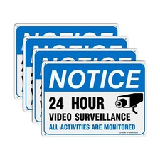 4 Pack Aluminum Video Surveillance Sign 10x7 Inch for Home Office Warehouse