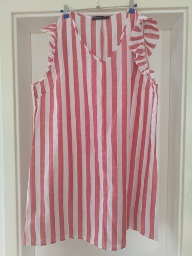 Leichtes Kleid Strandkleid rot/weiß gestreift Gr. 46/48 (5XL) Rüschen - Bild 1 von 2