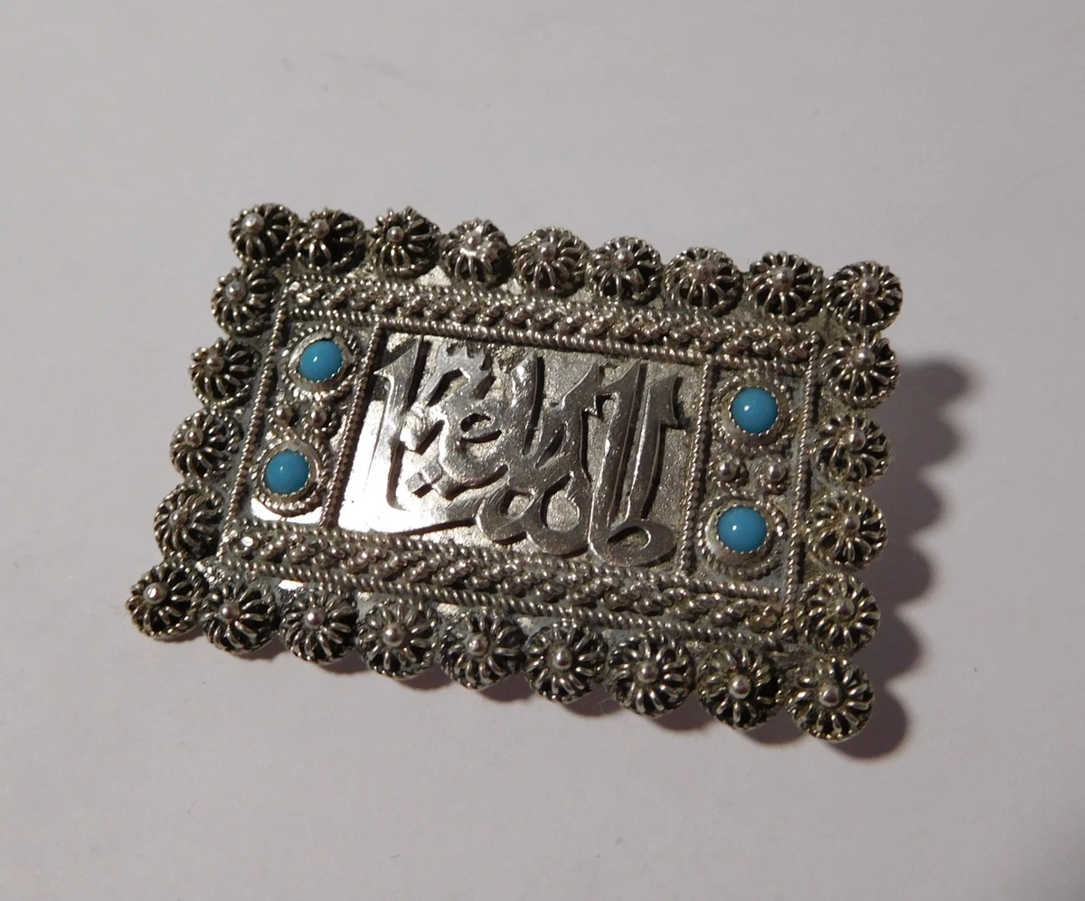 BELLE et GRANDE BROCHE (PENDENTIF) ANCIENNE 1900 en ARGENT avec PIERRE BLANCHE