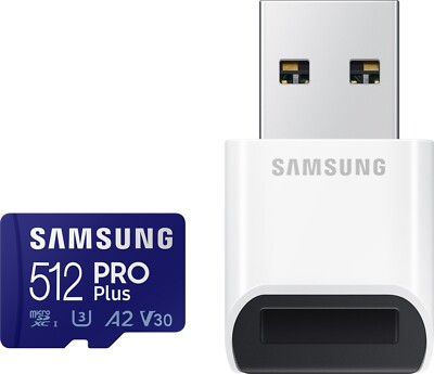 Samsung PRO Plus 512GB  micro SD Karte SDXC UHS-I U3 A2 Class 10 mit USB-Kit