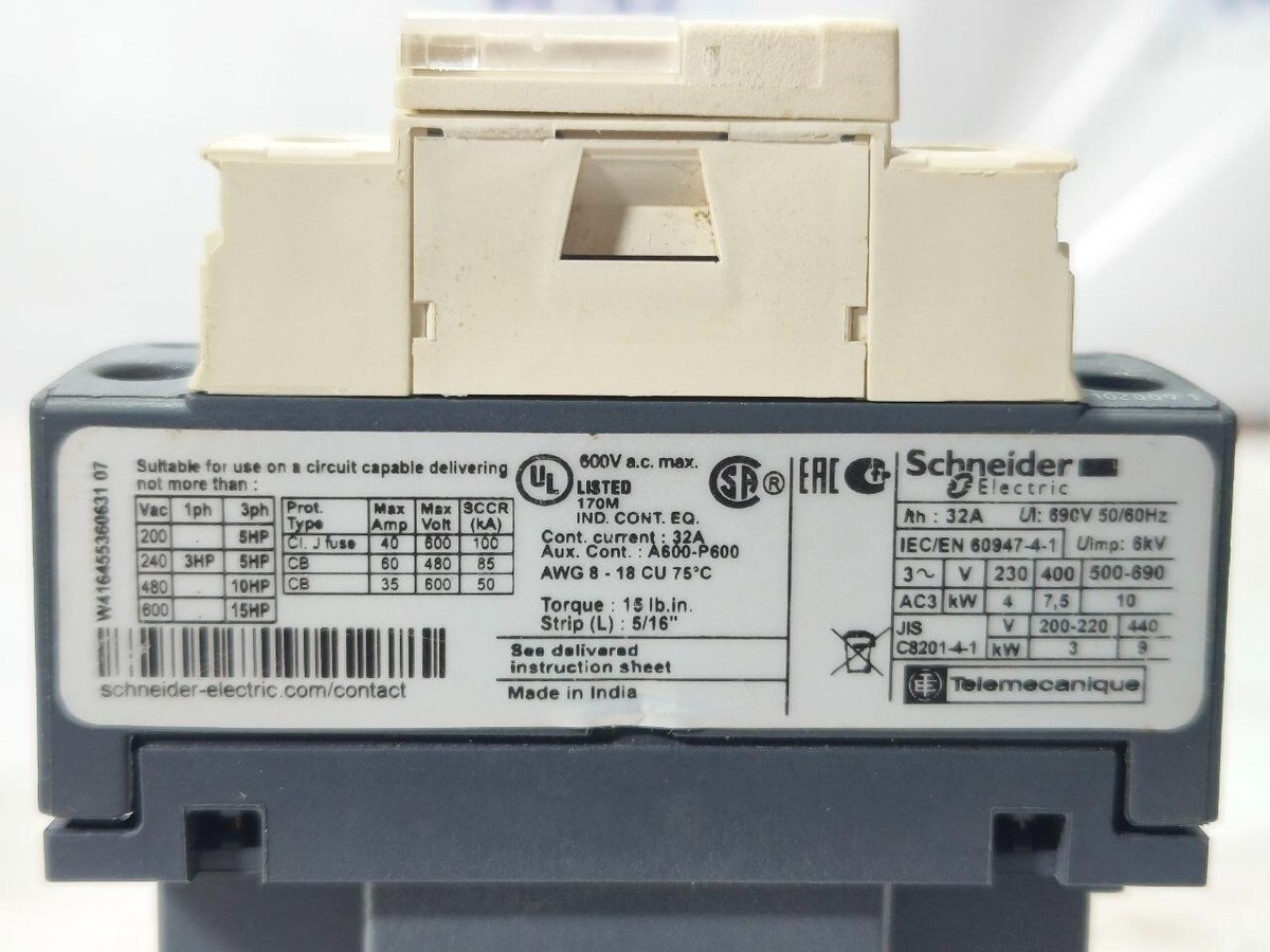 Schneider Electric LC1D18M7 Contactor – 18 A, 7,5 KW, 220 V AC, Geschikt Voor Motorbesturing