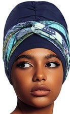 Swim Turban Waterproof Silicone Lined Swim Cap for Braids and Dreadlocks Long...