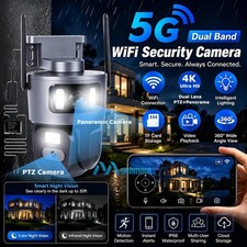 4K Dual Lens 360  PTZ Wifi CCTV Security Camera Auto Tracking Color Night Vision