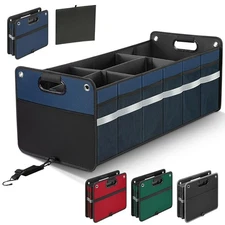 Blue Car Trunk Organizer 100L Extra Large Collapsible Multi Compartment Box