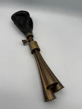 Rare c.1920-30 Antique Brass Triple 3 Note Car Horn Squeeze Bulb /ro