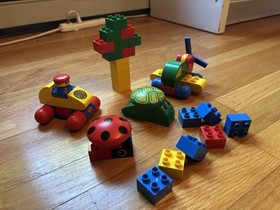 Lego Duplo Set 2400 Helicopter Turtle Ladybug Race Car Blocks 32 pieces - No Box