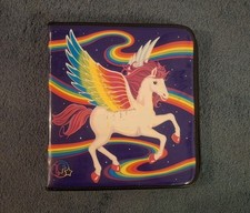 Vintage 90s Lisa Frank Zippered 3 Ring Binder Skye the Pegasus Rainbow
