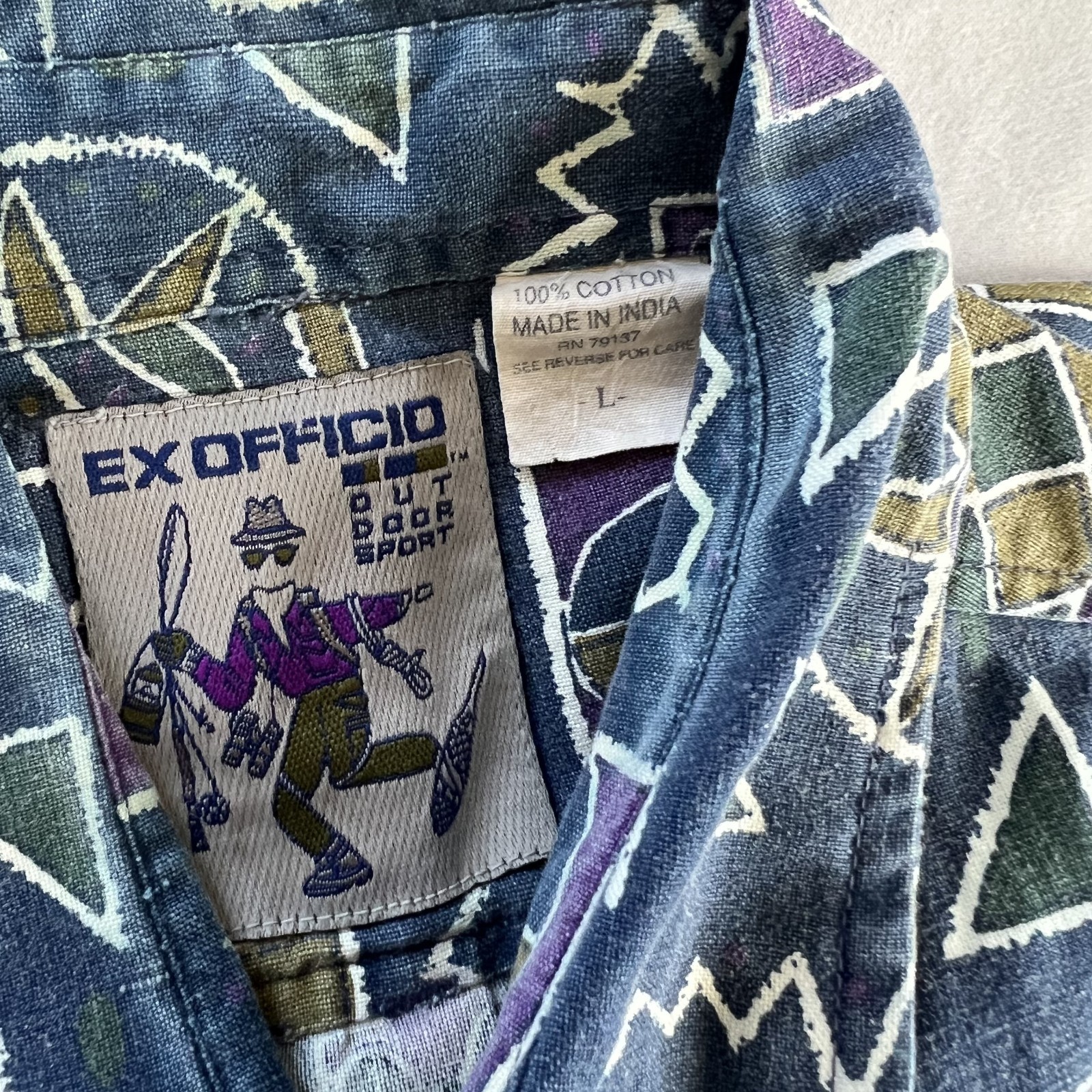 Vintage Patterned ExOfficio Collared Button-Up Sh… - image 11