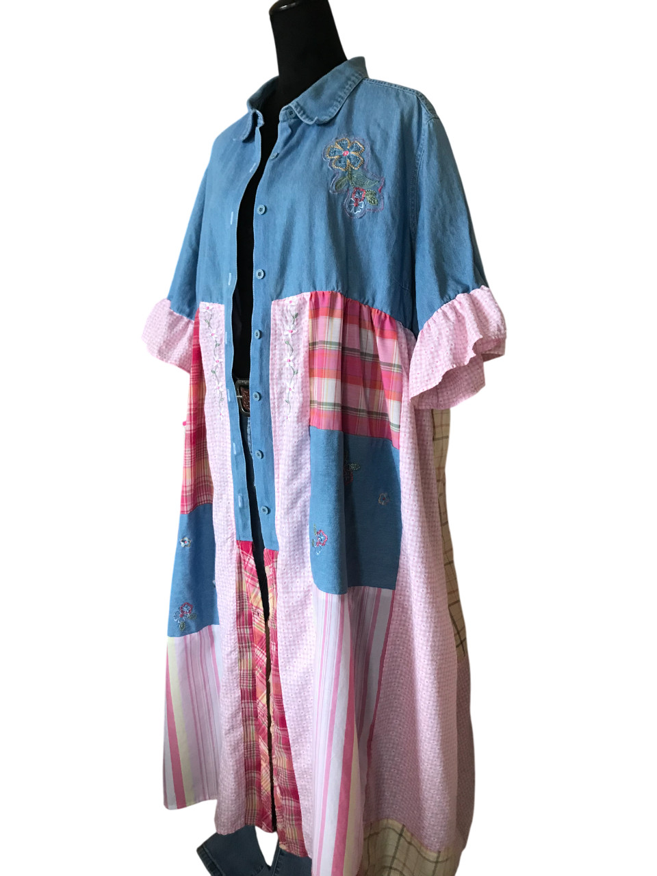 Upcycled Spring Maxi Duster, Handmade Patchwork B… - image 11