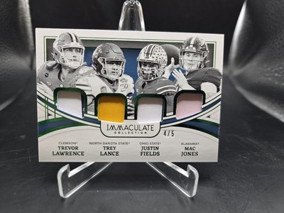 Lawrence/Lance/Fields/Jones 2022 Immaculate Monuments QB Green Quad Patch /5