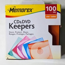 NEW Memorex CD DVD Keepers MULTICOLORED Plastic Sleeves OPENED BOX 89/100